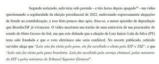 Reprodução de parte da representação criminal que cita Gimenez.