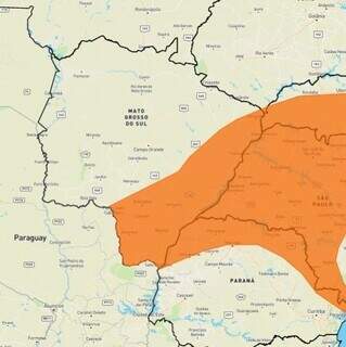 Mapa com aviso de tempestade em Mato Grosso do Sul (Foto: Reprodução/Inmet)