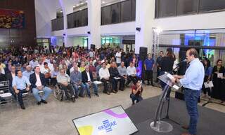 Presidente do CDE do Sebrae-MS do Sistema Famasul Marcelo Bertoni realizou a fala deabertura ao publico quando enalteceu o trabalho voltado aos empreendedores. Foto Divulgação