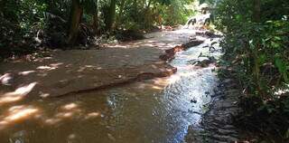 Córrego assoreado, no distrito de Piraputanga (Foto: Divulgação/PMA)