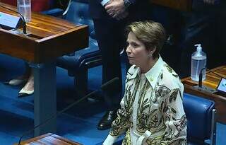 A ex-ministra da Agricultura e senadora Tereza Cristina em posse no Senado Federal. (Foto: Reprodução)