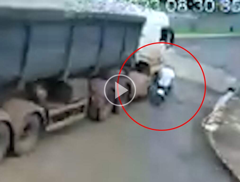 Vídeo mostra colisão entre moto e carreta que matou idoso em avenida 