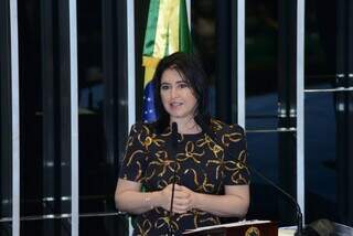 Simone Tebet durante discurso na tribuna da Câmara dos Deputados, em março do ano passado. (Foto: Billy Boss/Câmara dos Deputados)