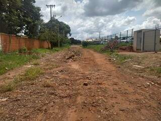 Rua Traíra com entulhos e matagal (Foto: Mariely Barros)