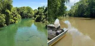 Antes e depois do rio Formoso, em Bonito (Foto: Divulgação/Direto das Ruas)