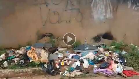 Moradora denuncia "lixão" em calçada de escola na Capital