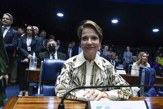 Senadora Tereza Cristina durante sessão solene inaugural deste ano. (Foto: Geraldo Magela/Agência Senado)