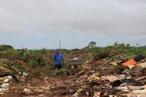 Terrenos baldios viram lixão a céu aberto e até rua já foi engolida pelo caos