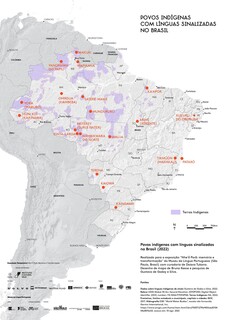 Mapa de línguas indígenas sinalizadas produzidas para o Museu da Língua Portuguesa. (Foto: Reprodução)