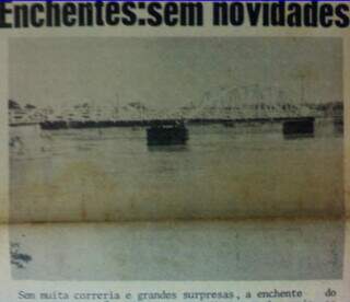 Notícia do Jornal O Pantaneiro sobre enchente em Aquidauana no ano de 1978. (Foto: Reprodução)