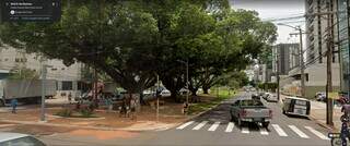 Em 2023, as árvores permanecem, mas acompanhadas por gramado e outra calçada. (Foto: Google Street View)