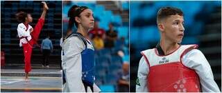 Thays de Souza, Vitória Bitencourt e Jheferson da Silva representarão o Brasil em eventos internacionais. (Foto: Reprodução/CBTKD)