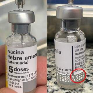 Frasco da vacina vencida que foi aplicada em bebê na UBS Lar do Trabalhador (Foto: Direto das Ruas)