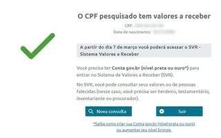 Consulta feita no site mostra que pessoa física tem dinheiro esquecido no banco (Foto: Reprodução/Internet)