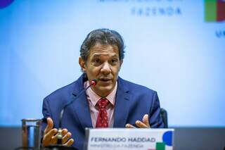 Ministro da Fazenda, Fernando Haddad, durante pronunciamento sobre reposição de ICMS para todos os estados. (Fotos: Diogo Zacarias)