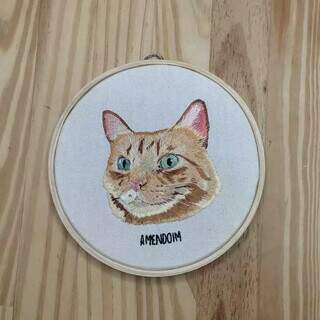 Gato Amendoim é um dos pets que virou bordado. (Foto: Arquivo pessoal)