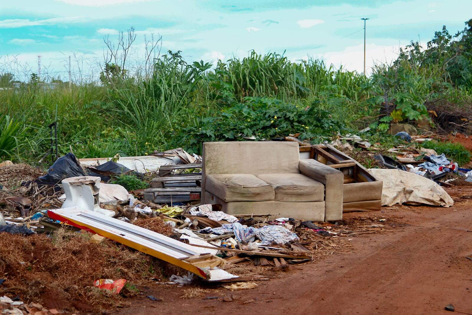No Nova Lima, rua vira lixão com descarte de sofá, entulho e animais mortos 