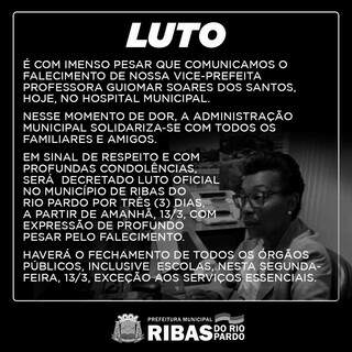 Nota oficial publicada pela Prefeitura de Ribas do Rio Pardo. (Foto: Reprodução)