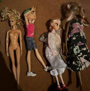 Bonecas encontradas na casa do homem alvo de operação de combate à pornografia infantil. (Foto: PCMS/Divulgação)