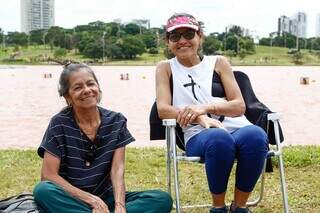 Nalva Costa e Tereza Cristiane no Parque das Nações Indígenas (Foto: Alex Machado)