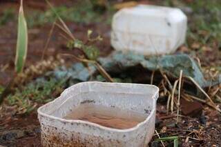 Água acumulada em potes faciliata a reprodução do mosquito da dengue (Foto: Arquivo/Campo Grande News)