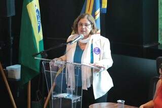 Ministra Cida Gonçalves durante evento no Bioparque Pantanal. (Foto: Marcos Maluf)