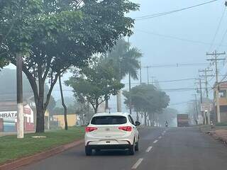 Neblina em Maracaju, a 160 km da Capital (Foto: Hosana de Lourdes)