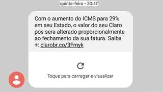 Recado recebido por cliente de empresa de telefonia. (Foto/Reprodução)