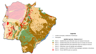 Mapa de Mato Grosso do Sul com as divisões do bioma e suas aptidões agrícolas. (Foto: Reprodução)