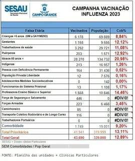 Em 21 dias, menos de 13% dos campo-grandenses se vacinaram contra gripe