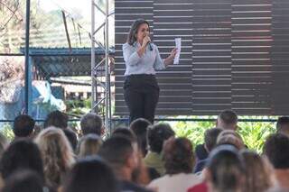 Prefeita Adriane Lopes (Patriota) lançou programa para reforma de escolas (Foto Marcos Maluf/Campo Grande News)