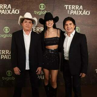 Chitãozinho e Xororó e Ana Castela participaram de festa de lançamento da novela. (Foto: Divulgação/ Tv Globo)