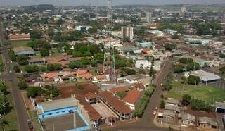 Foto aérea da cidade de Maracaju, onde ocorreu acidente fatal. (Foto: Divulgação)
