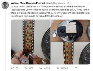 Abandonado em cinema, porn&ocirc; &ldquo;raro&rdquo; vai parar na UFMS e pode ser digitalizado