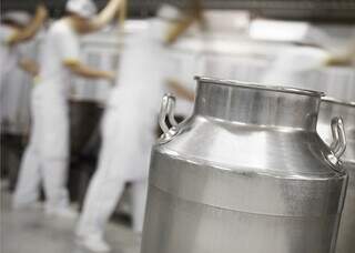 Operários trabalham no beneficiamento do leite em latícínio; em MS produção é insuficiente para sustentar a demanda. (Foto: Arquivo/Embrapa) 