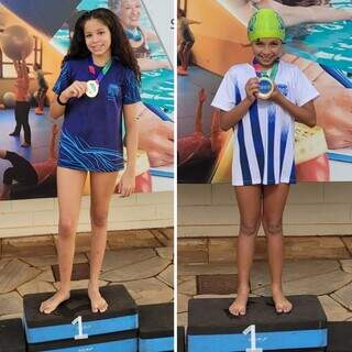 As irmãs Letícia (à esquerda) e Lorena (à direita) foram convocadas para o Campeonato Brasileiro regional de natação (Foto: Acervo Pessoal)