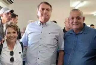 Senadora Tereza Cristina, o ex-presidente Jair Bolsonaro e Aparecido Andrade Portela. (Foto: Redes Sociais)