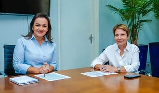Prefeita Adriane Lopes e senadora Tereza Cristina falam, em Brasília, sobre filiação ao PP (Foto: Divulgação)