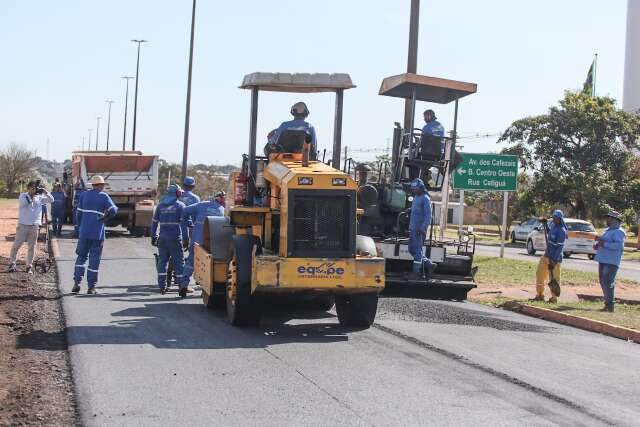 Obras do governo de MS na Avenida dos Cafezais est&atilde;o 77% conclu&iacute;das