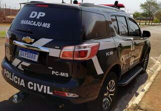 Viatura da Polícia Civil de Maracaju que efetuou a prisão do Pai de Santo. (Foto: Divulgação | PCMS)