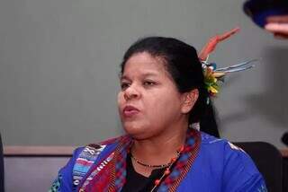 Ministra Sônia Guajajara, durante visita a Campo Grande. (Foto: Paulo Francis)