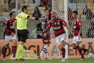 O jogador uruguaio, Giorgian de Arrascaeta, comemora gol diante clássico carioca na Copa do Brasil. (Foto: Paula Reis/Flamengo)