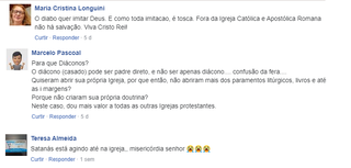 Comentários na matéria sobre a Igreja Católica Apostólica do Brasil (Imagem: Arquivo)