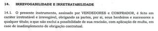 Trecho do contrato de compra e venda assinado entre os herdeiros e Wagner Marcelo. (Foto: Reprodução)