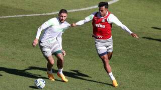 Preparação do elenco alviverde para a disputa do clássico (Foto: Cesar Greco/Palmeiras)