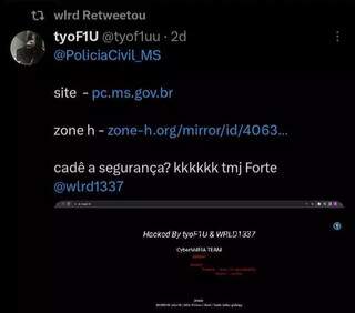 Site da Polícia Civil foi invadido por dupla que se autointitula &#34;Cybermáfia&#34;. (Foto: Reprodução)