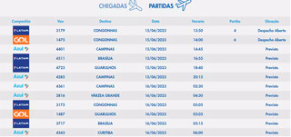 Partidas previstas do aeroporto (Foto: Reprodução)