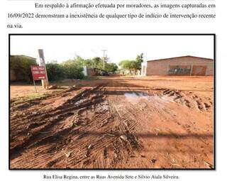 Investigadores encontraram areia e lama em rua do Carioca. (Foto: Reprodução do relatório Gecoc/MPMS)