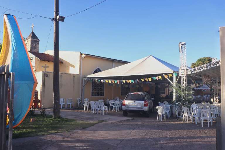 Local onde ocorre a festa junina da Paróquia São João Batista (Foto: Paulo Francis). 