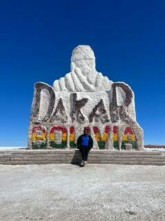 Marcus ao chegar no Salar de Uyuni, o maior deserto de sal do mundo. 